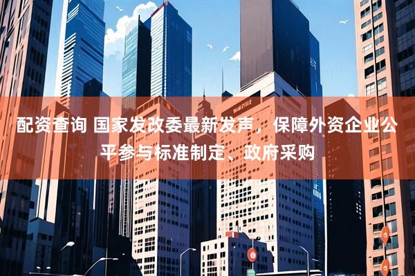 配资查询 国家发改委最新发声，保障外资企业公平参与标准制定、政府采购